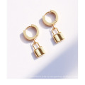 Custom design jewelry 18k gold plating drop earrings lock earrings